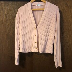 Pink Button-Up Pajama Top Cardigan